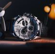 p 51 mustang blakeslee chronograph white dial / leather