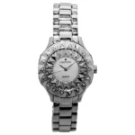 croton women's quartz crystal accented beveled bracelet watch