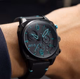 hawker hunter retrograde chronograph black & blue dial / leather hawker hunter retrograde chronograph black & blue dial / leather